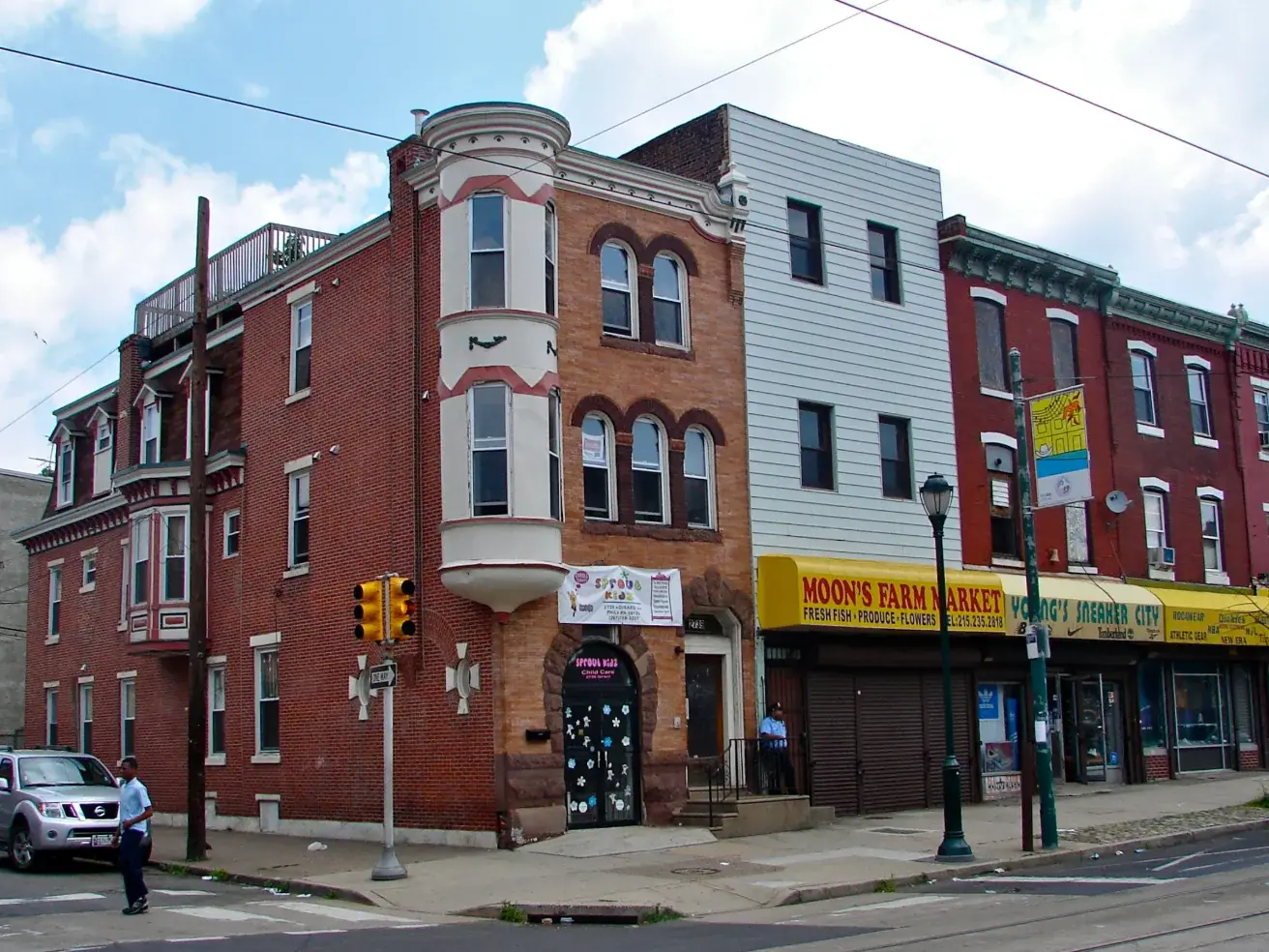 Corner storefronts and rowhomes in Brewerytown