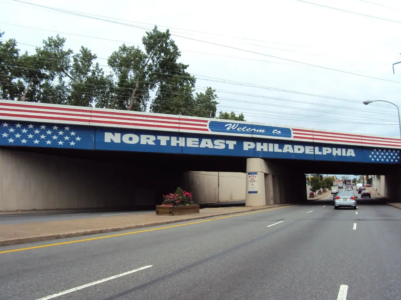 Northeast Philadelphia welcome bridge in Frankford