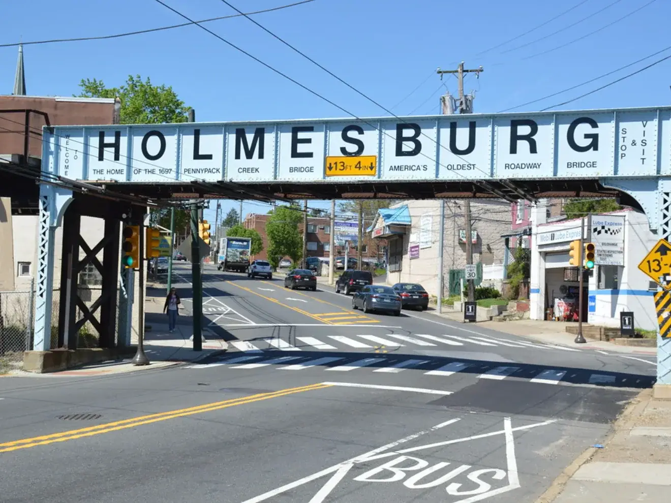 The Holmesburg welcome bridge over Frankford Avenue
