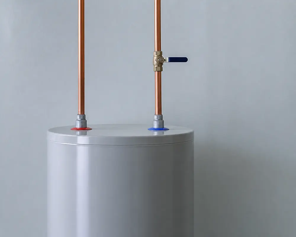 A neutral tank water heater with copper connections